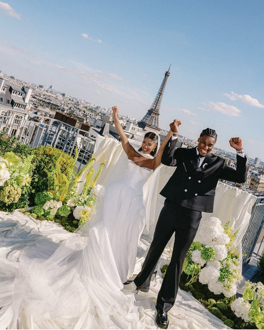 NBA Star David Duke Jr. Ties the Knot in Paris – Bride Kayla Lopez Wears INNA ELSIE