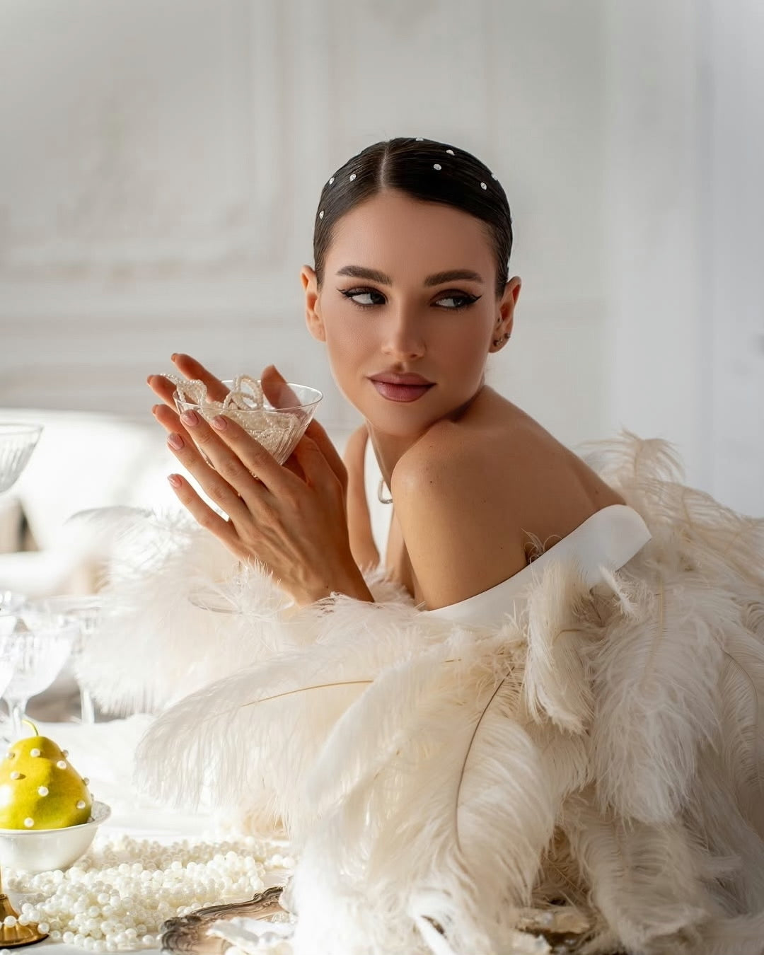 JENA Couture Luxury Robe with Feathers