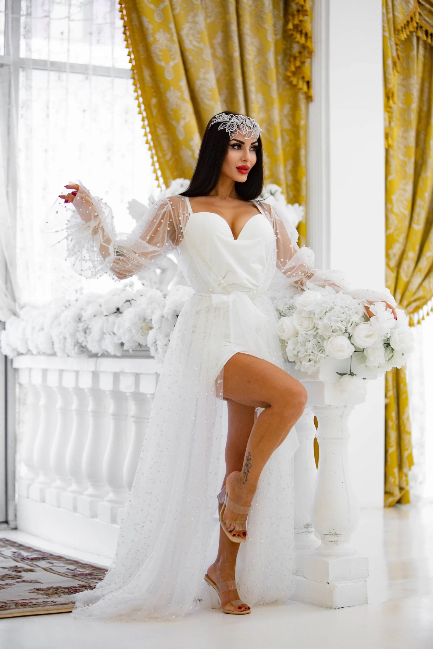 Joanna Bridal Robe With Pearls