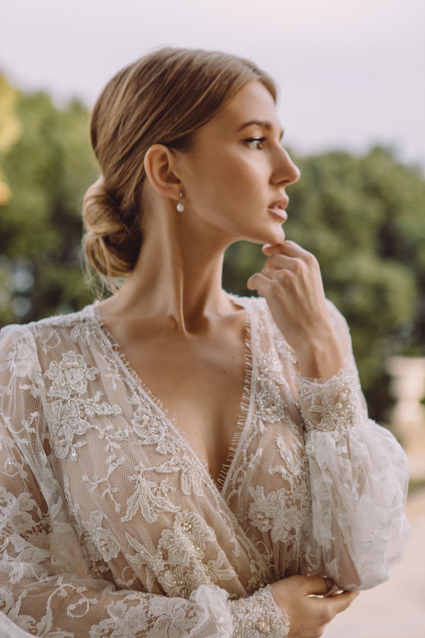 JANETTA Luxury Beaded Lace/Tulle Bridal Robe