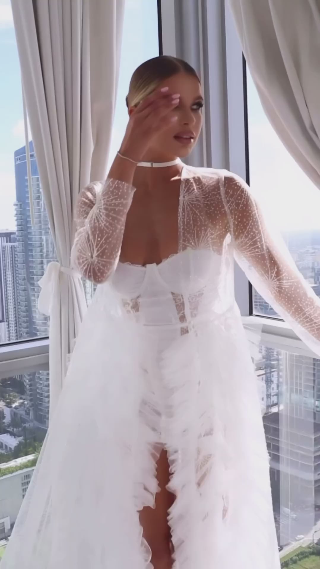 luxury bridal robe long fluffy tulle