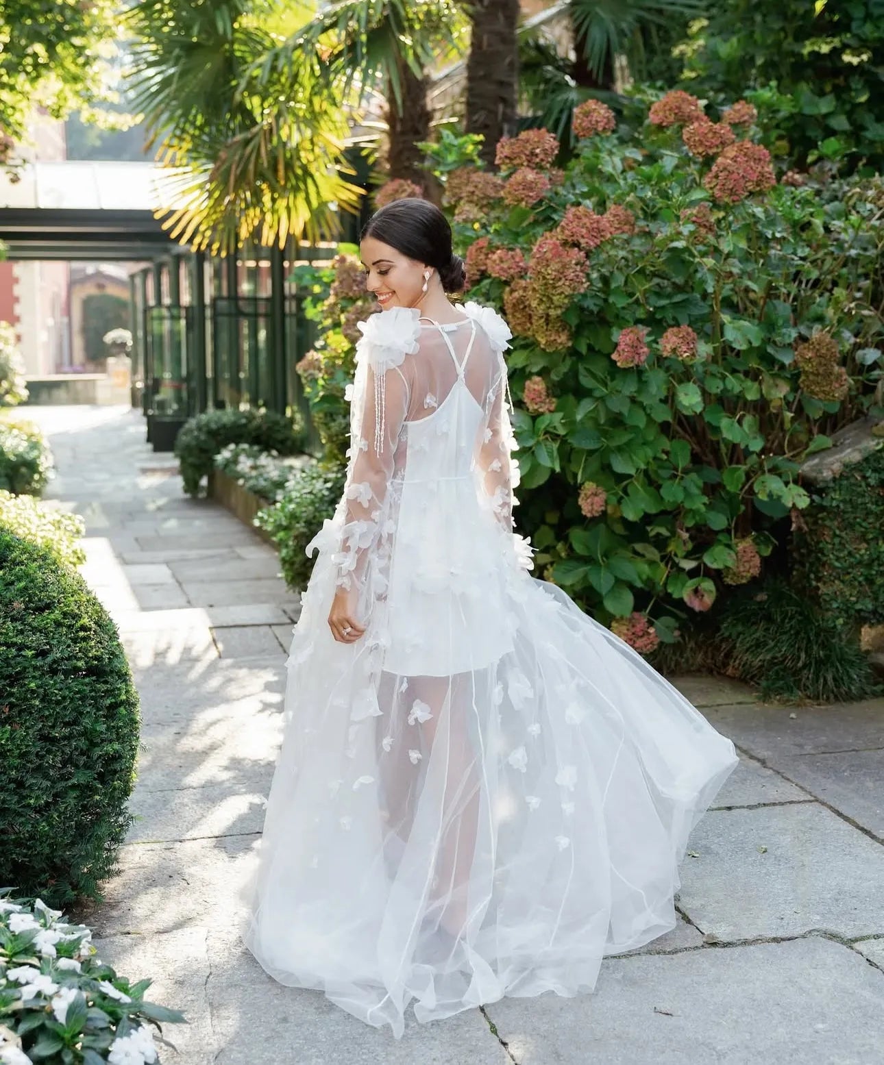 Sabrina Lace Bridal Robe With 3D Flowers
