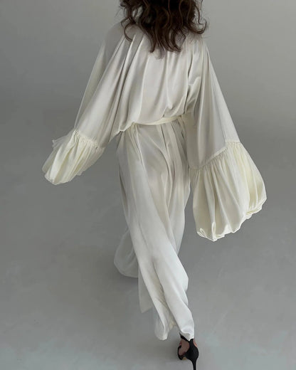 LILIANA White Silk Robe - Inna Elsie