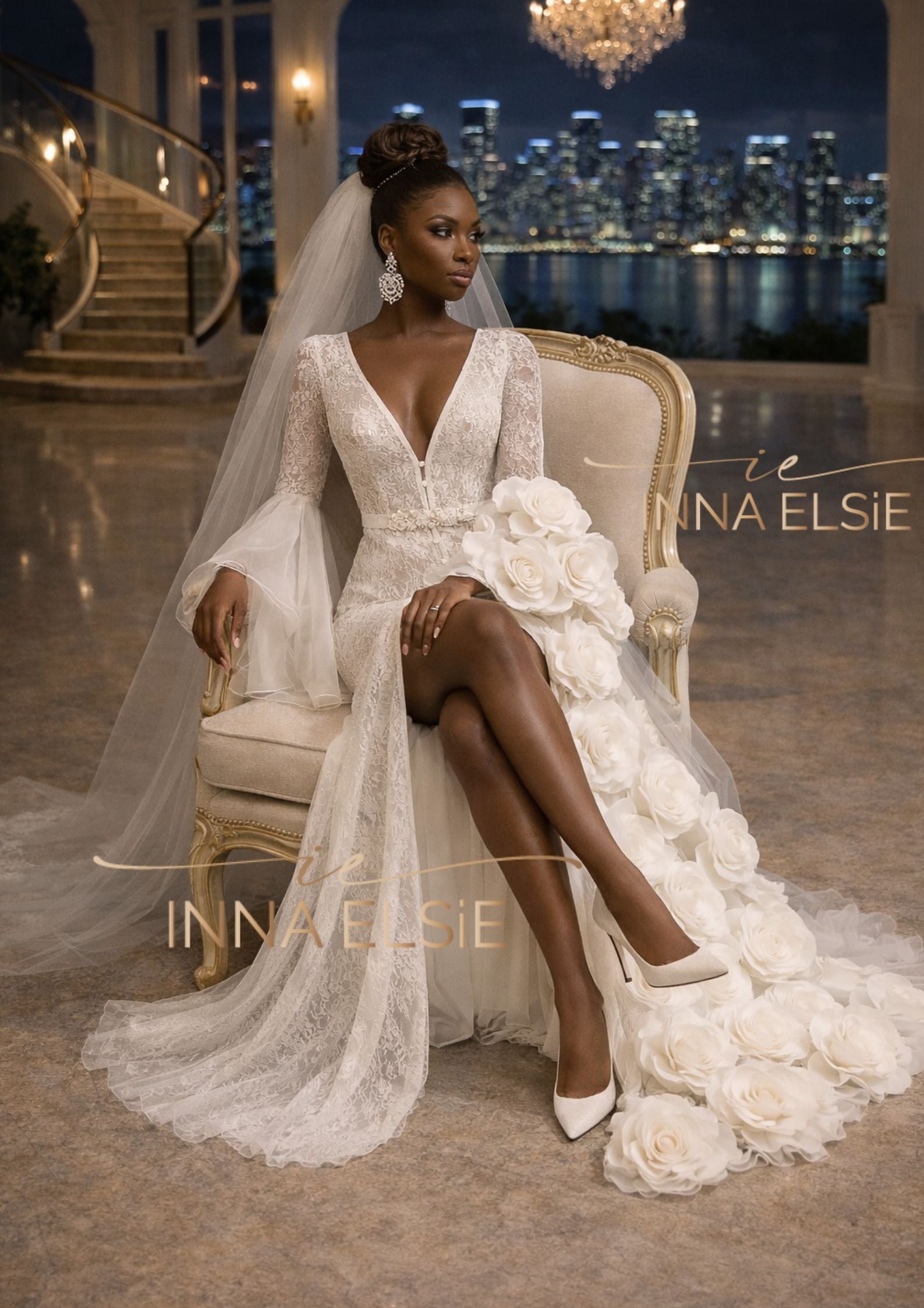 IMANE Couture Lace  Bridal Robe