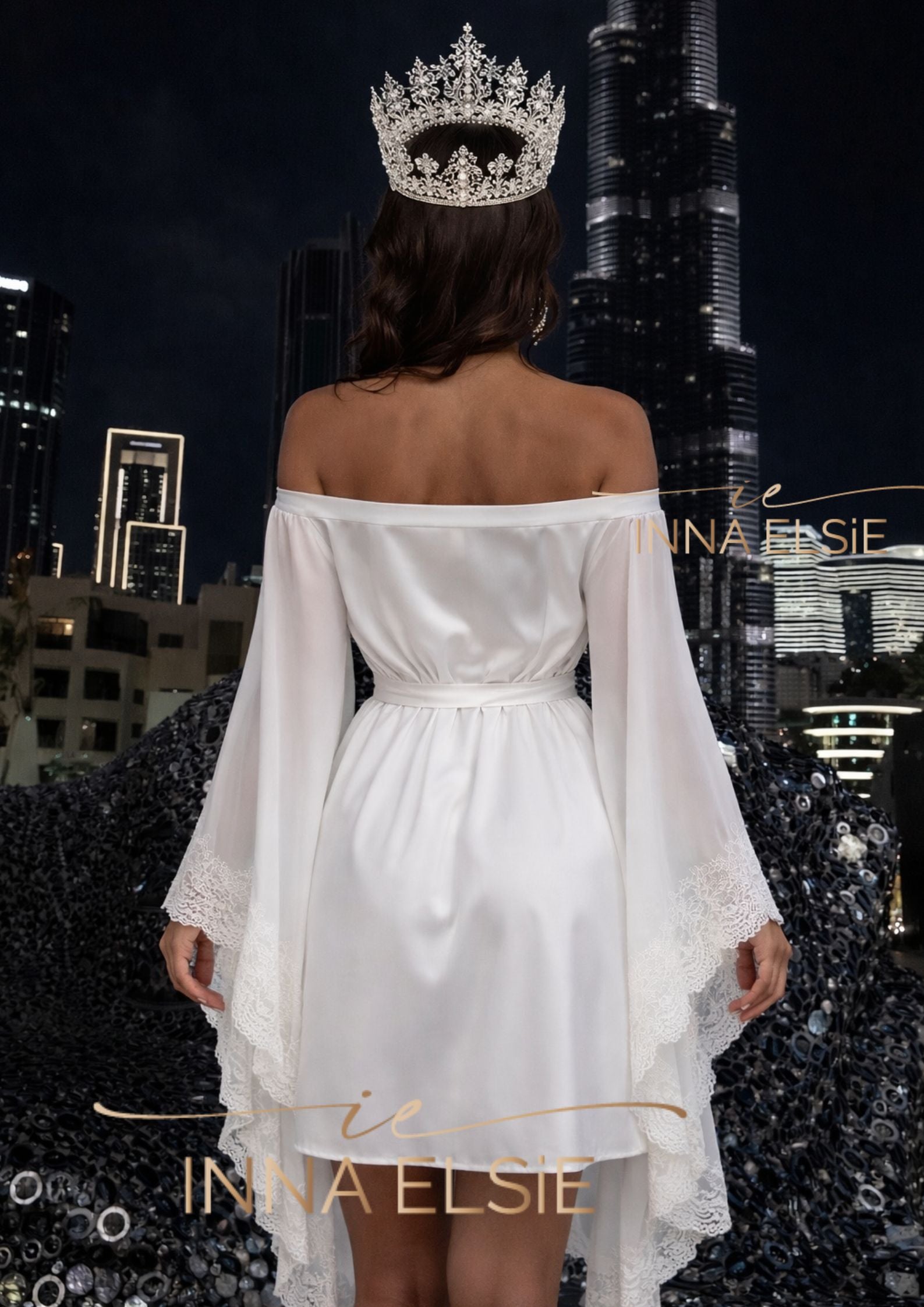 AZALIA Off-Shoulder Bridal Prep Robe