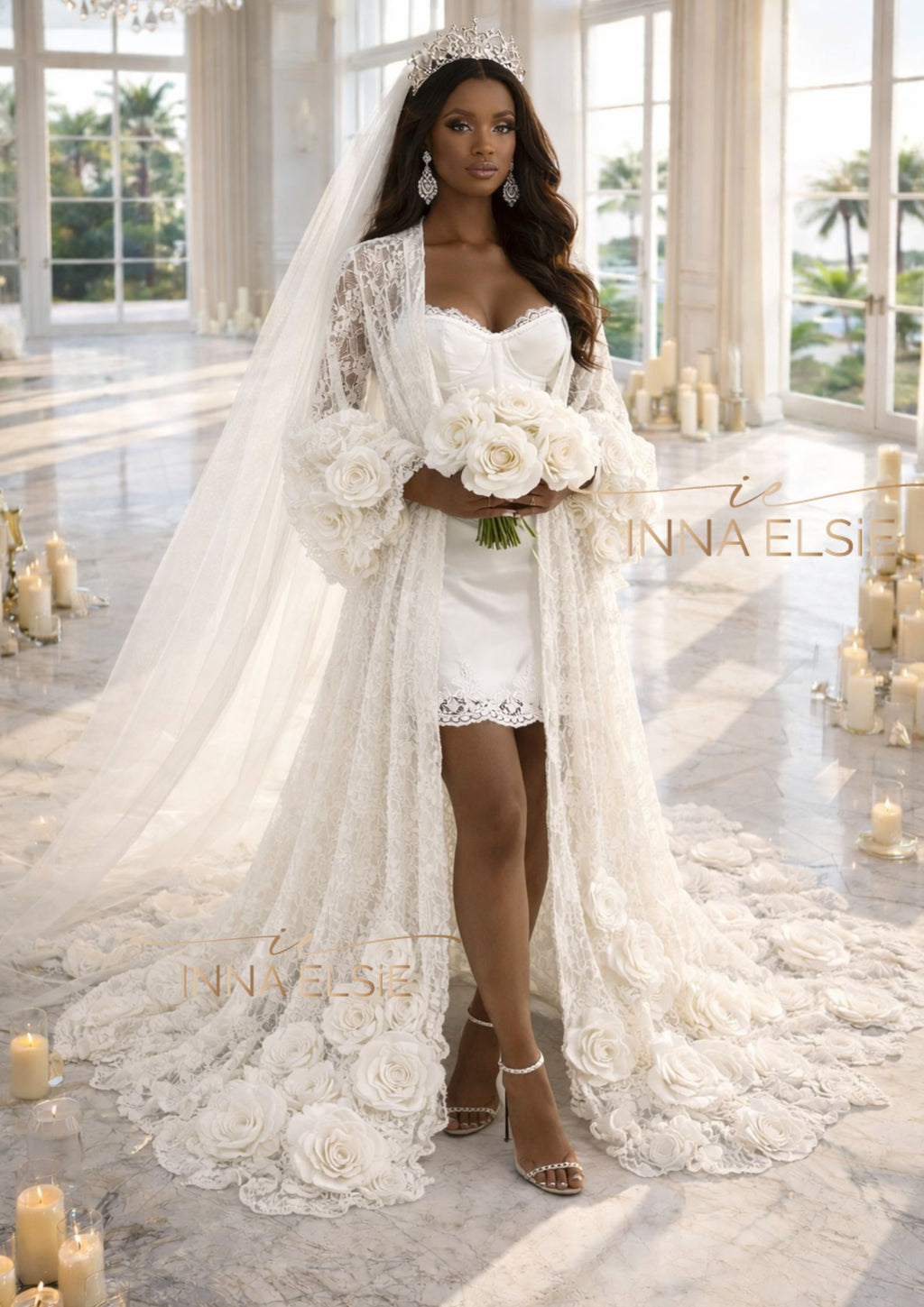TAYANA  Luxury Lace Bridal Robe