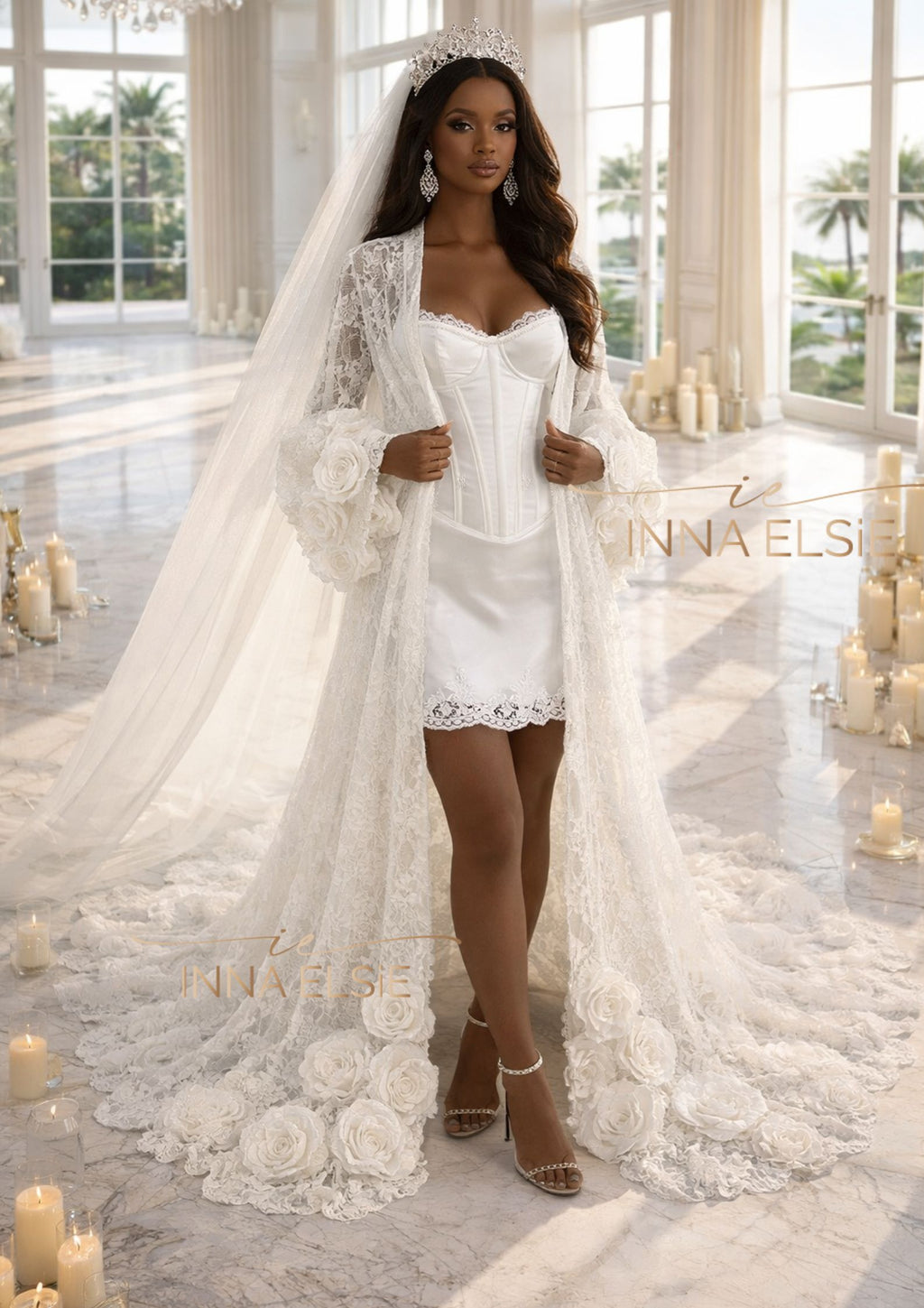TAYANA  Luxury Lace Bridal Robe