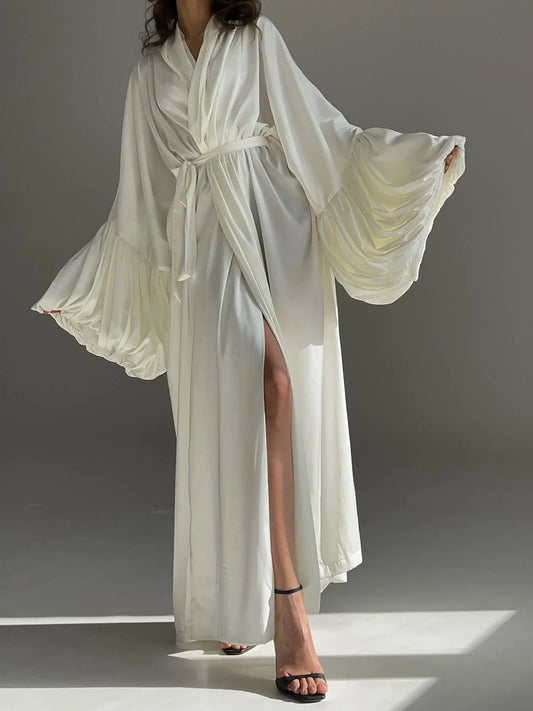 LILIANA White Silk Robe - Inna Elsie