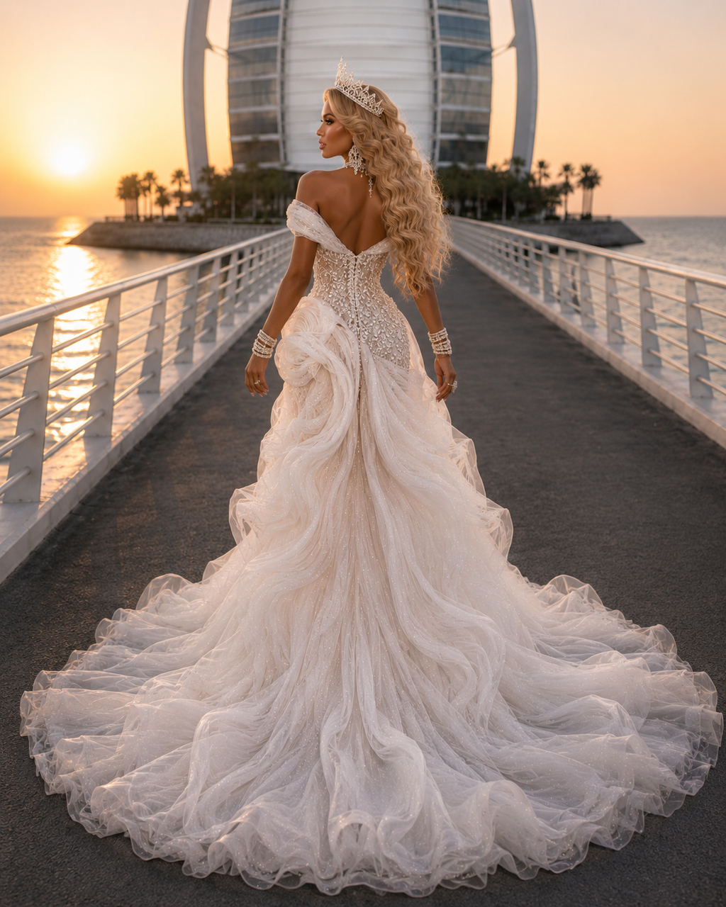 FABI Sculpted Crystal Slit Gown