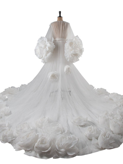 FLORIDA Luxury Floral Bridal Robe WHITE