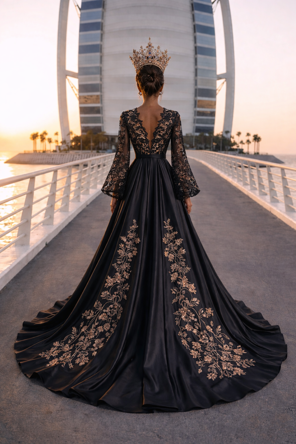 AMANDA Black Bridal Robe