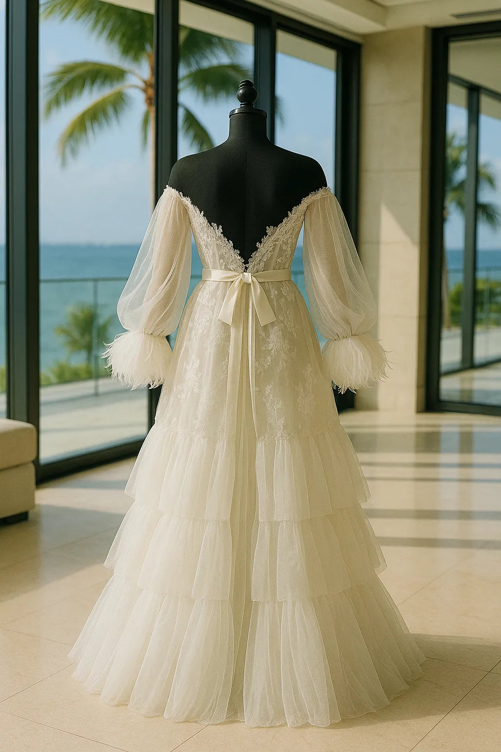 MELANIA Luxury Off Shoulder Bridal Robe