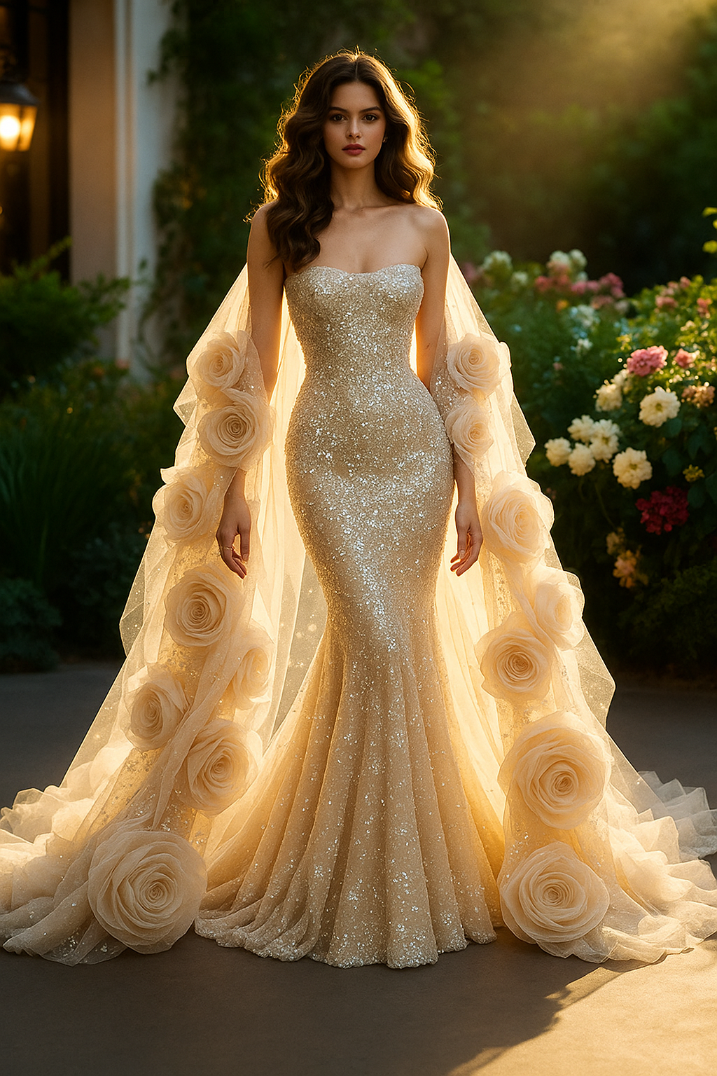 ROSALIA SPARKLING BRIDAL ROBE CAPE