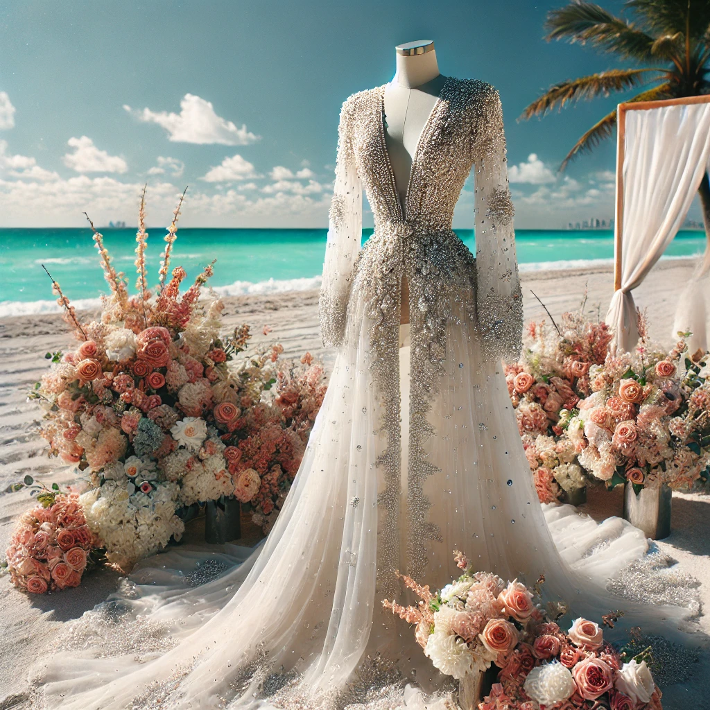 LEONIE COUTURE BRIDAL ROBE WITH CRYSTALS