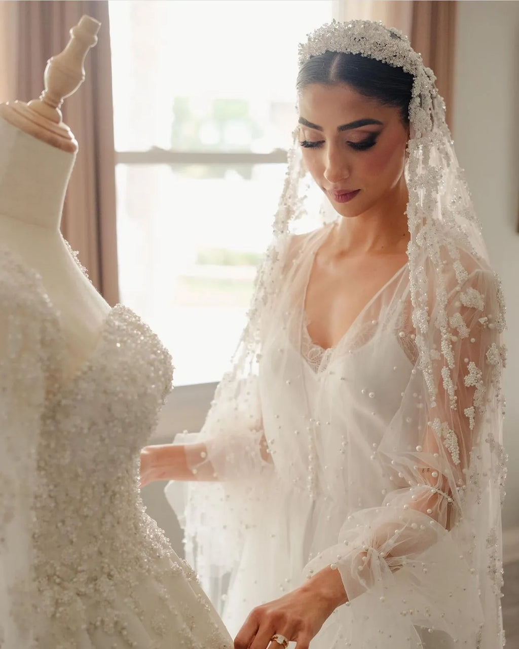 Joanna Bridal Robe With Pearls
