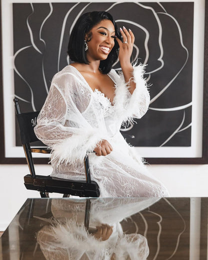 Elena Luxury Lace Bridal Robe