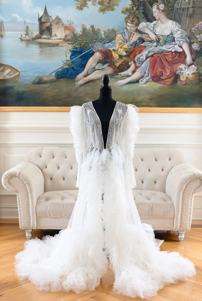 VIVIANA Luxury Bridal Robe with Puffy Sleeves
