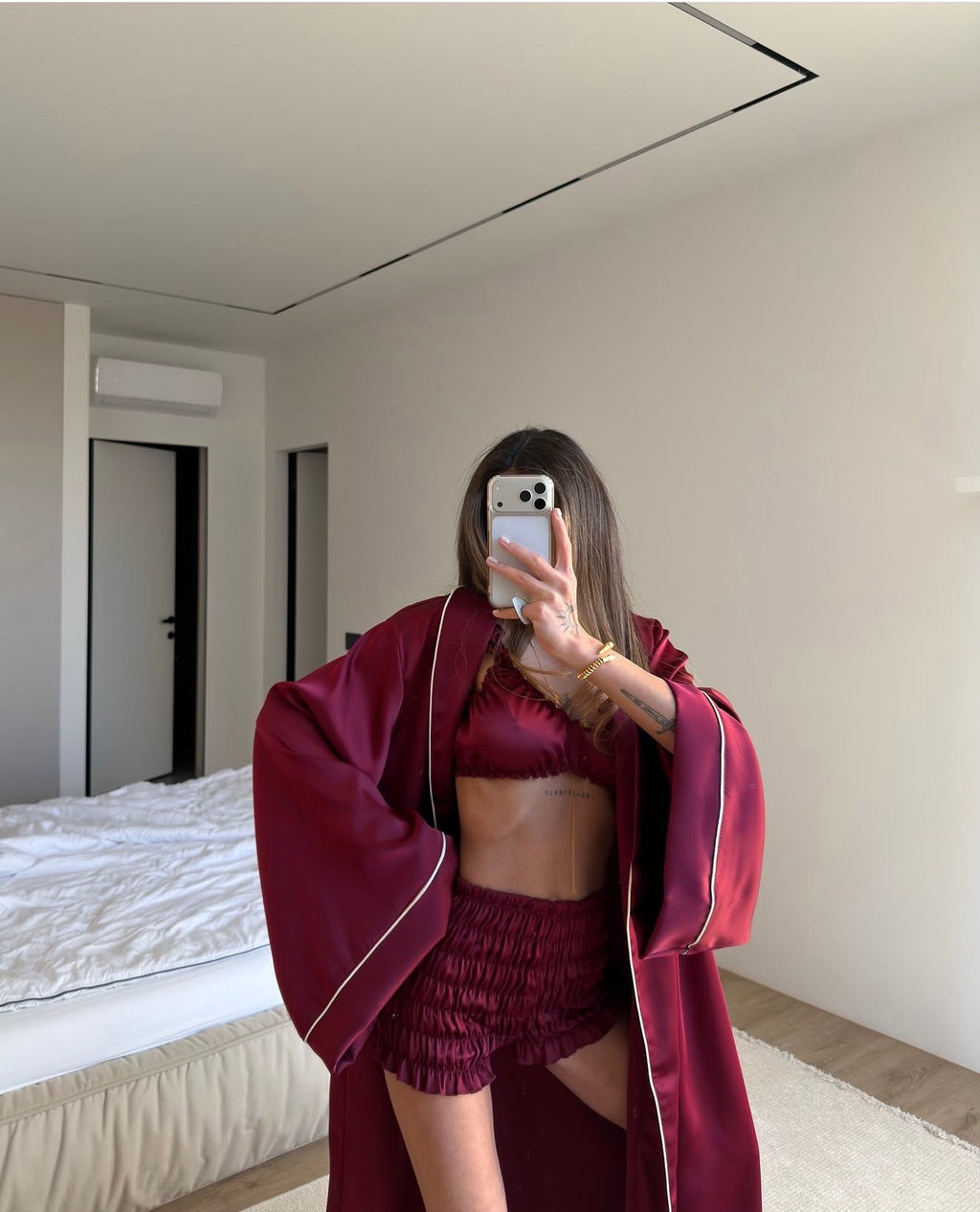 MESSINA Royal Silk 3 Pc Set ( Robe + Top + Shorts)