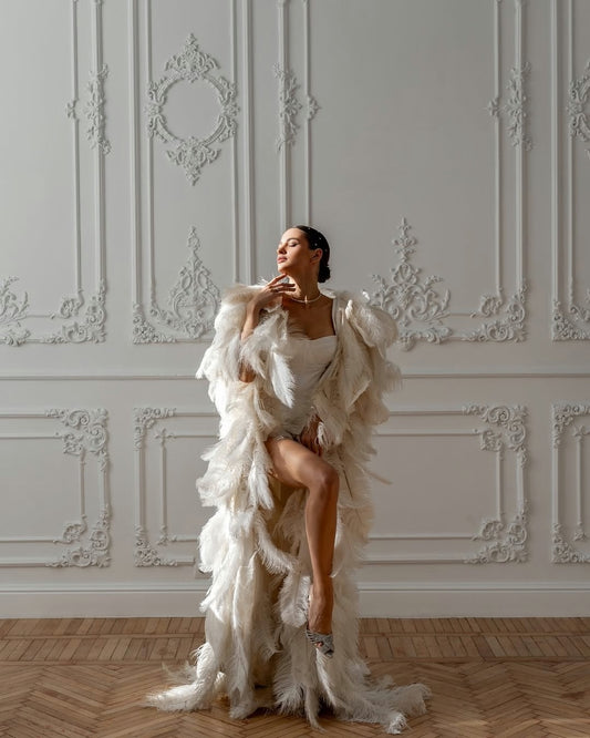 JENA Couture  Luxury Robe with Feathers