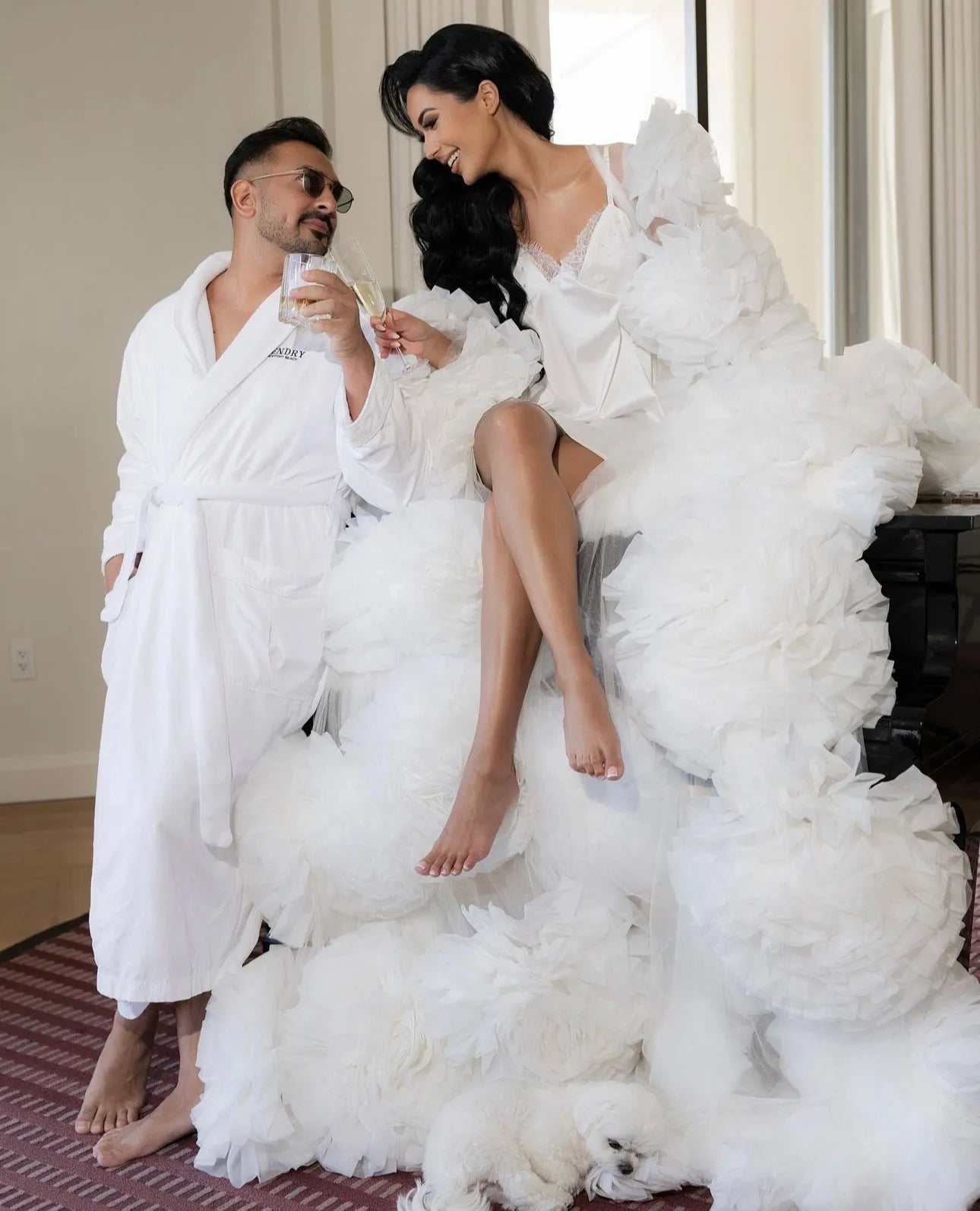 Belladonna Bridal Robe Cape With 3D Flowers In Different Color