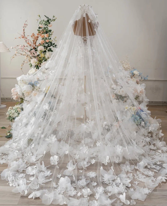 VERONA Bridal Veil With Flowers