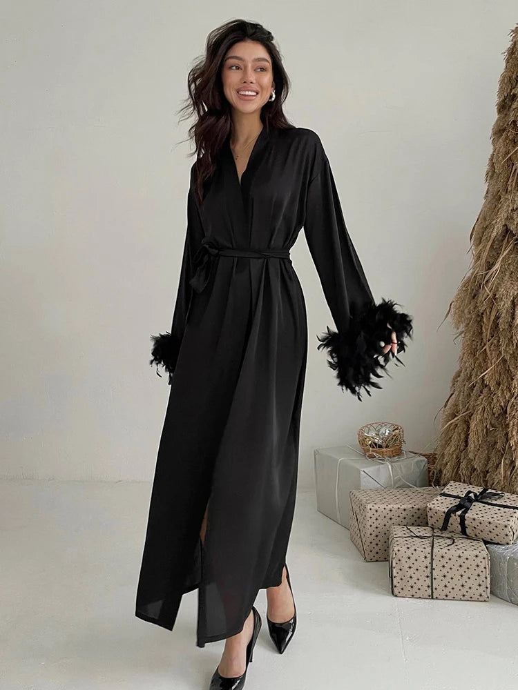 LILIANA Black Robe for Bridesmaides