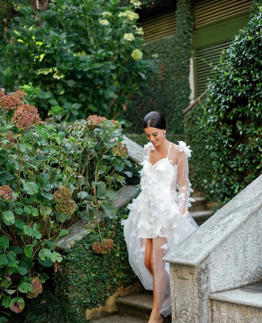 White wedding robe with lace accents, perfect for bridal shower