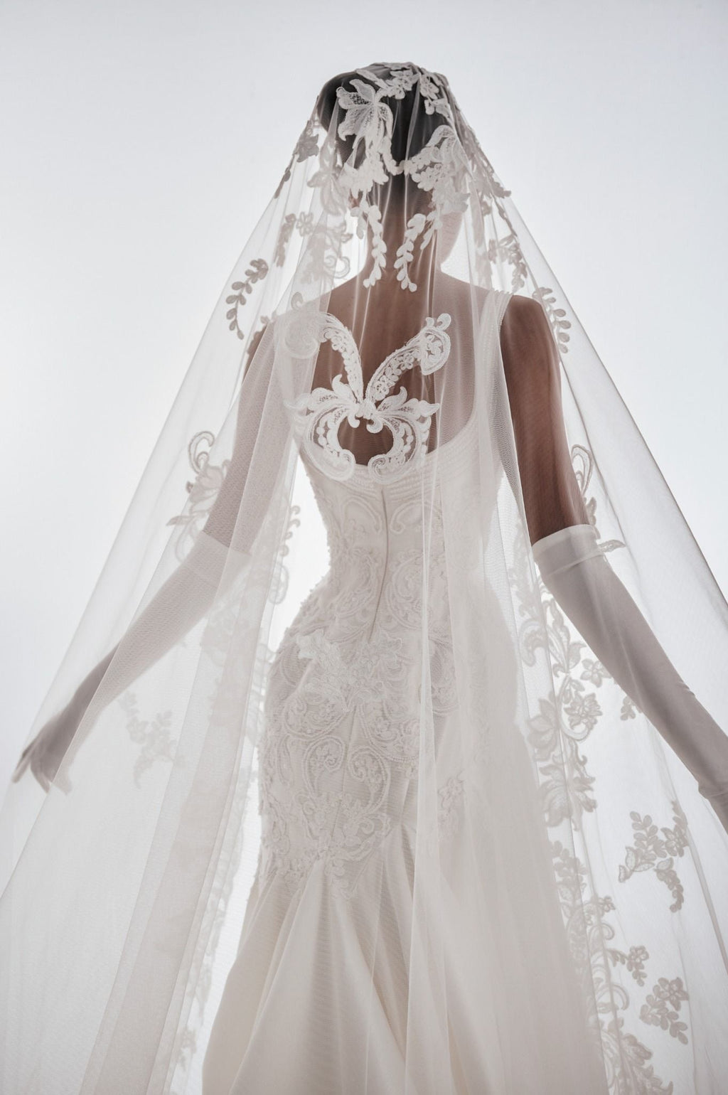 KLAUDIA Square Neck Corset Gown With Lace Detailing & Satin Skirt