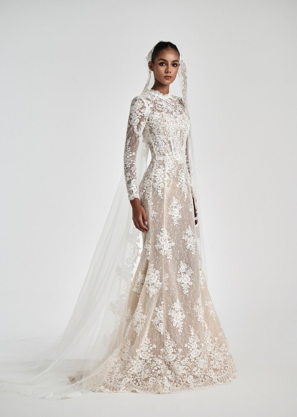 GENEVA Lace High-Neck Mermaid Couture Gown