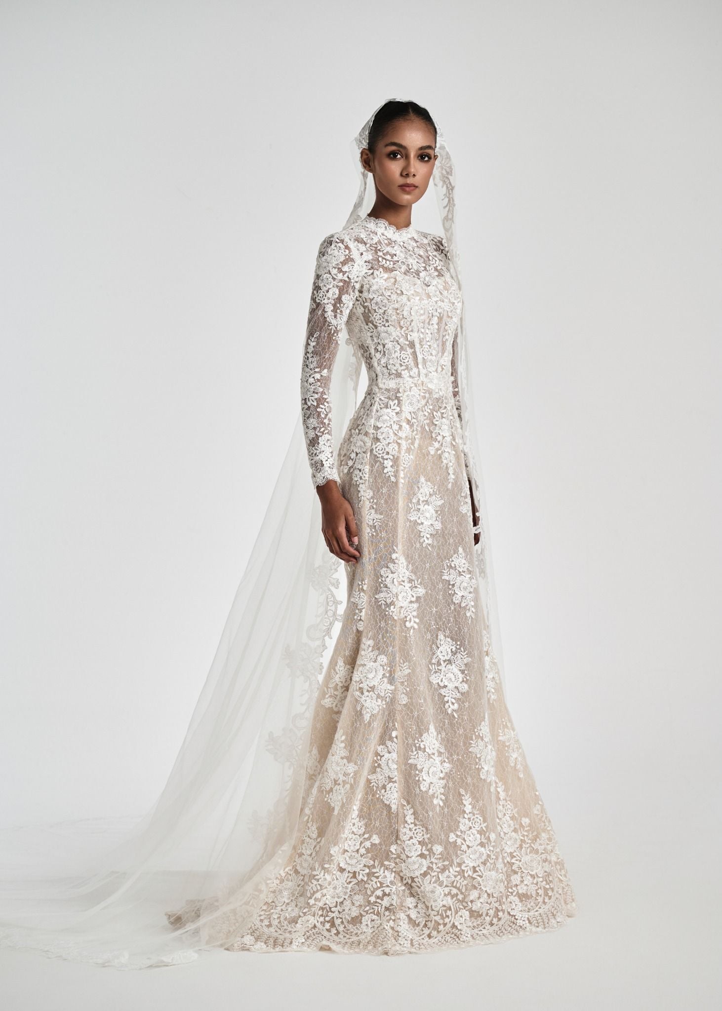 GENEVA Lace High-Neck Mermaid Couture Gown