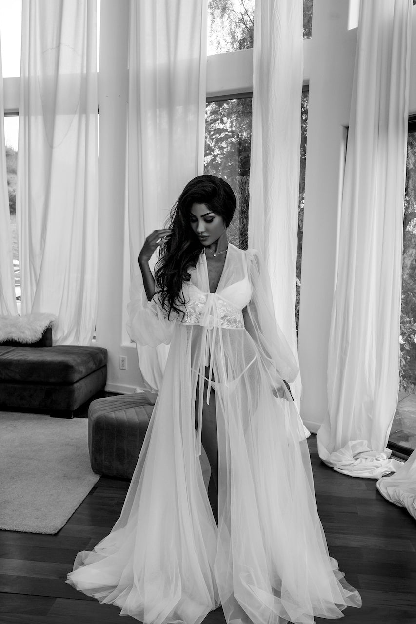 Luxury AMINA Long Bridal Robe