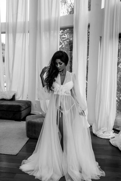 Luxury AMINA Long Bridal Robe