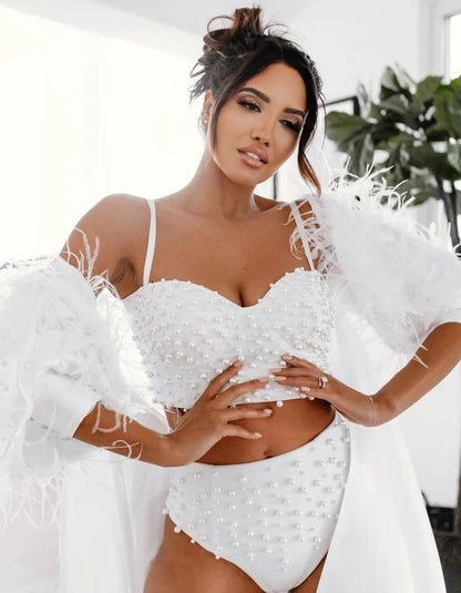 DONNA white two piece bridal lingerie set - Inna Elsie