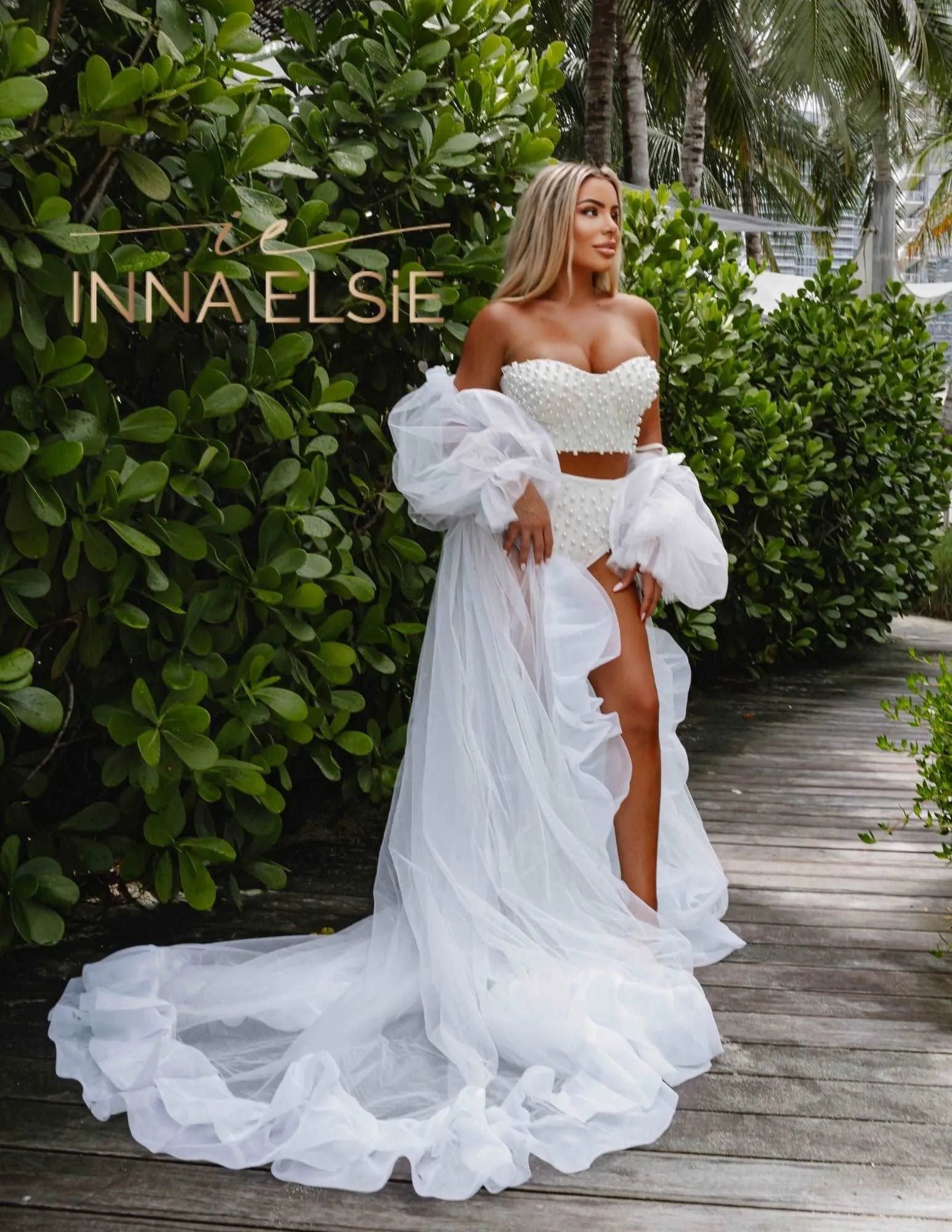 KAREN off shoulder organza bridal robe - Inna Elsie