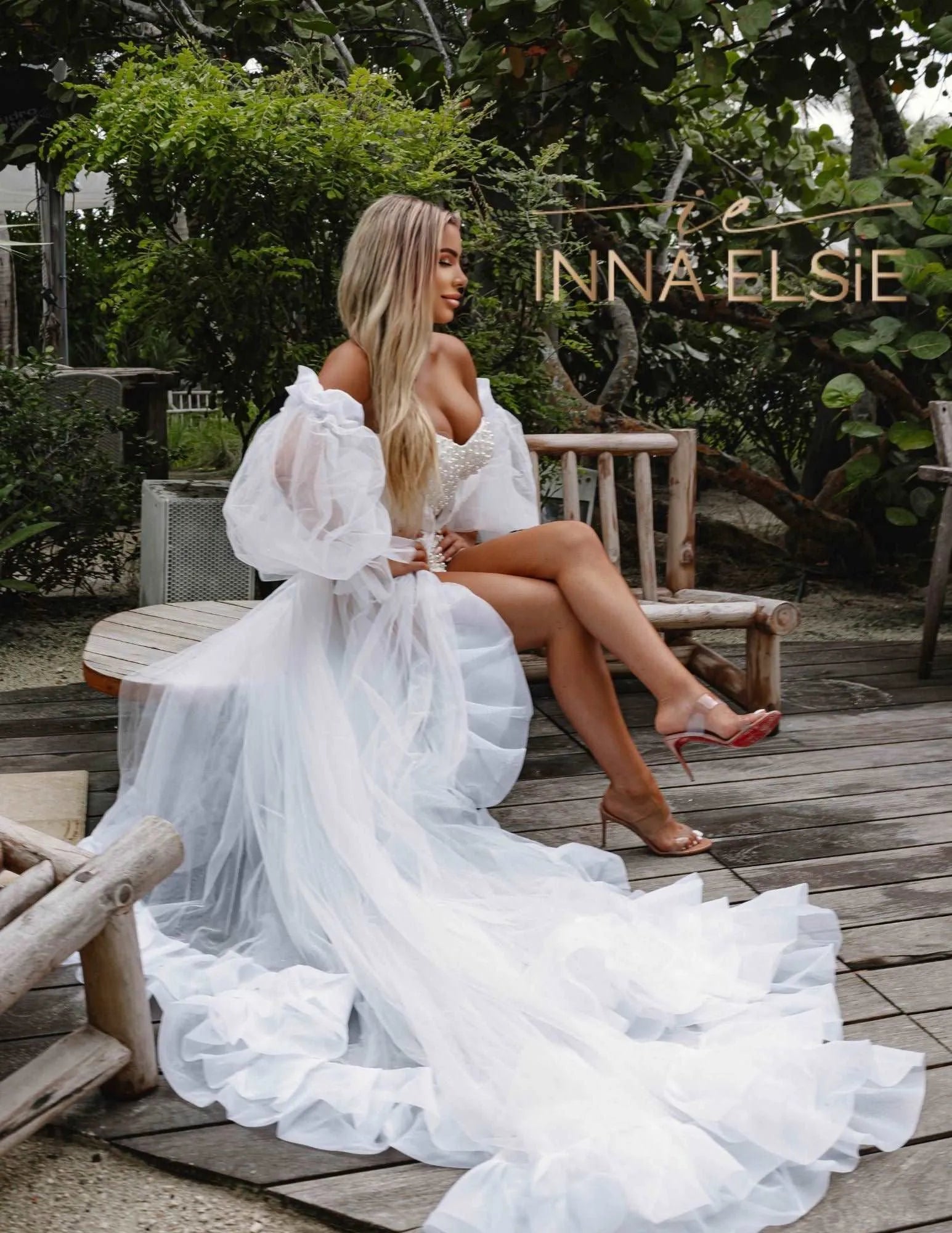 KAREN off shoulder organza bridal robe - Inna Elsie